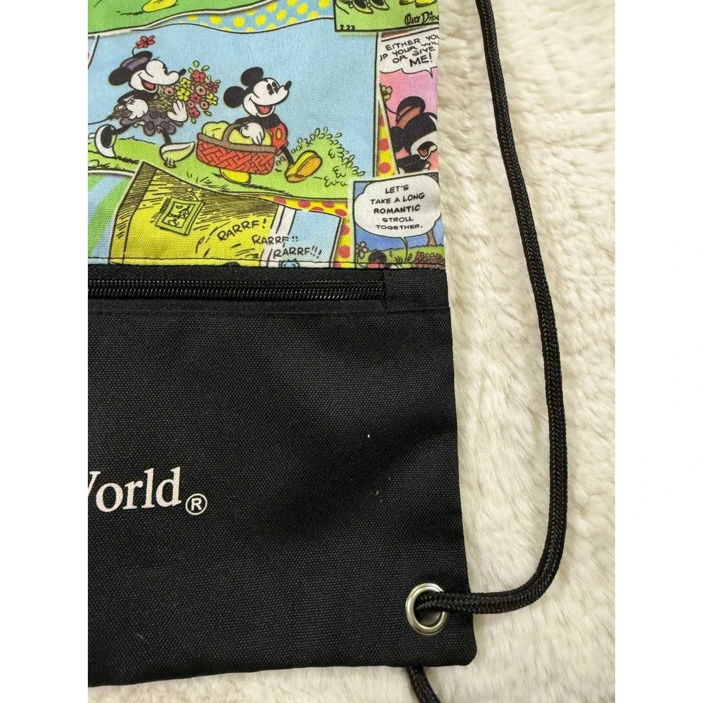 Walt Disney World Mickey Mouse Comic Strip Drawstring Backpack Retro Vacation